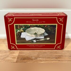 NEW Christmas Tree Cranberry Server with Slotted Spoon